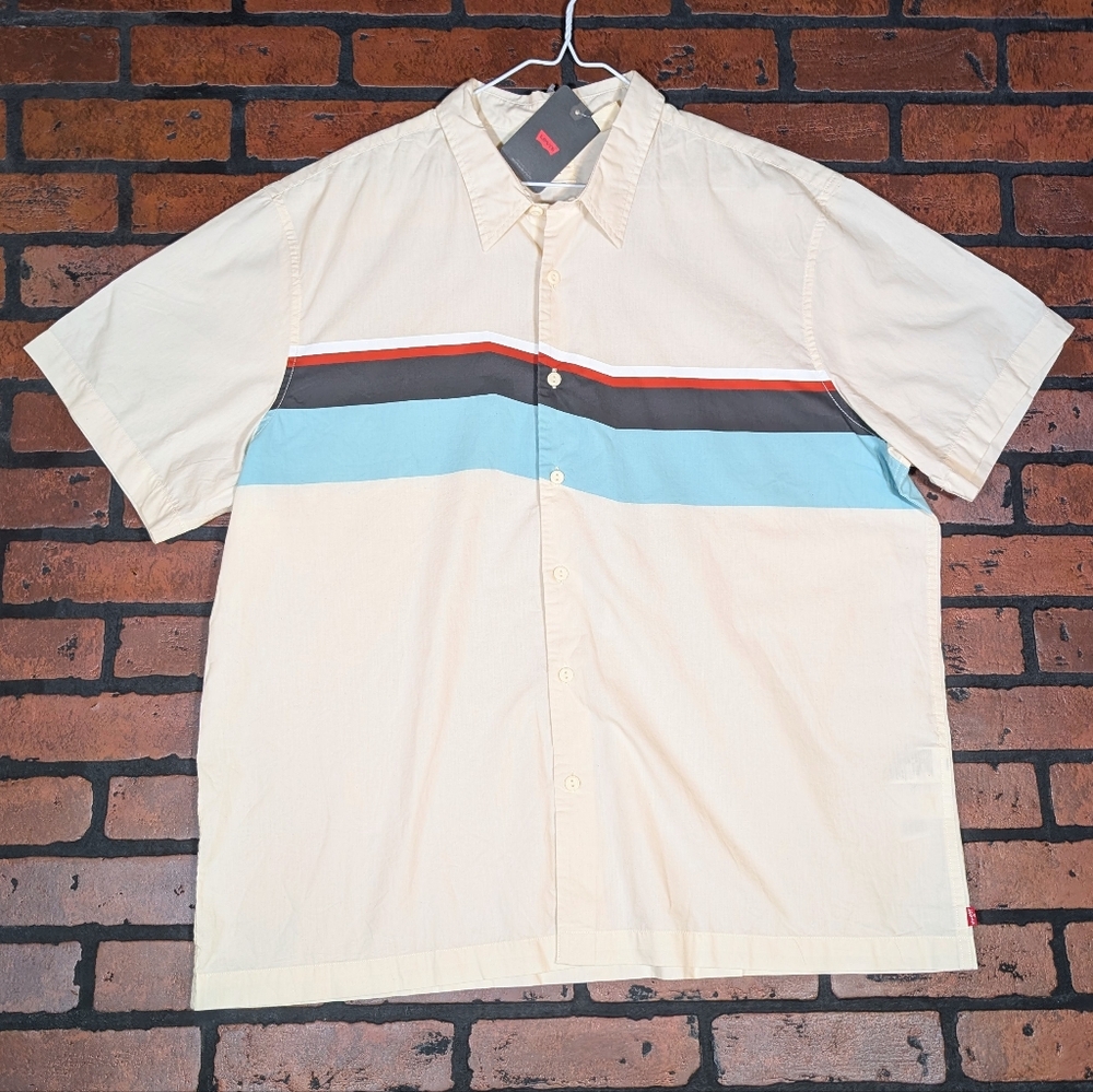 Levi's Men's XL Relaxed‎ Stripe Short Sleeve Button Down NWT
